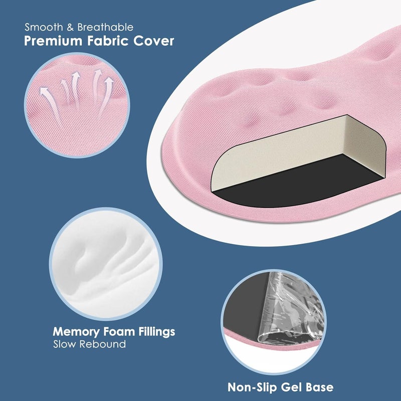 Vankey Ergonomic Mouse Wrist Rest, Soft Support, Memory Foam Pad, Non-Slip Base (Pale Pink) - Image 4